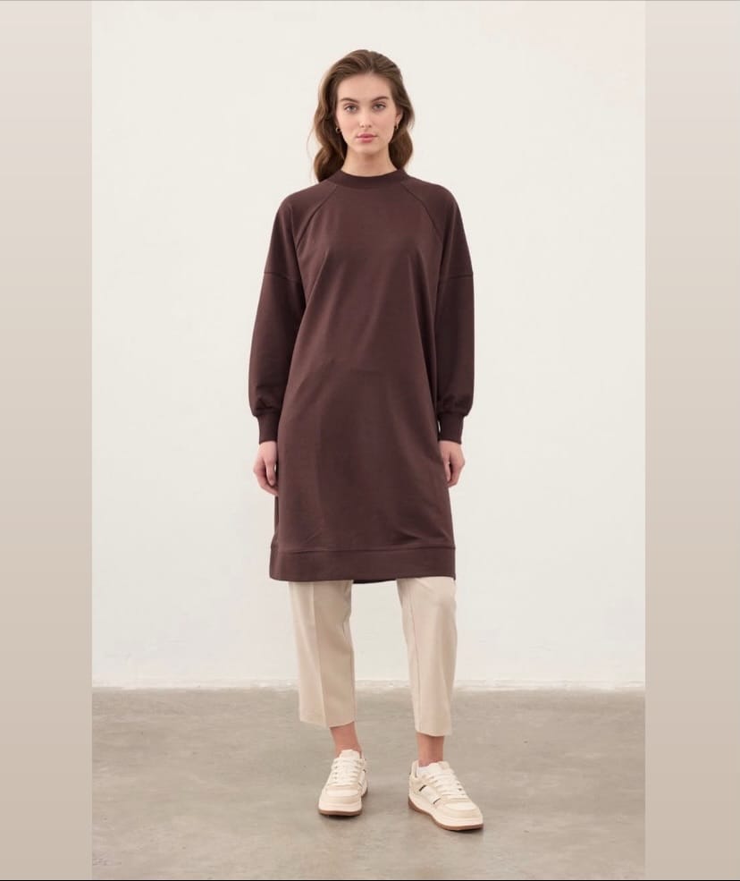 Kahverengi sweat elbise